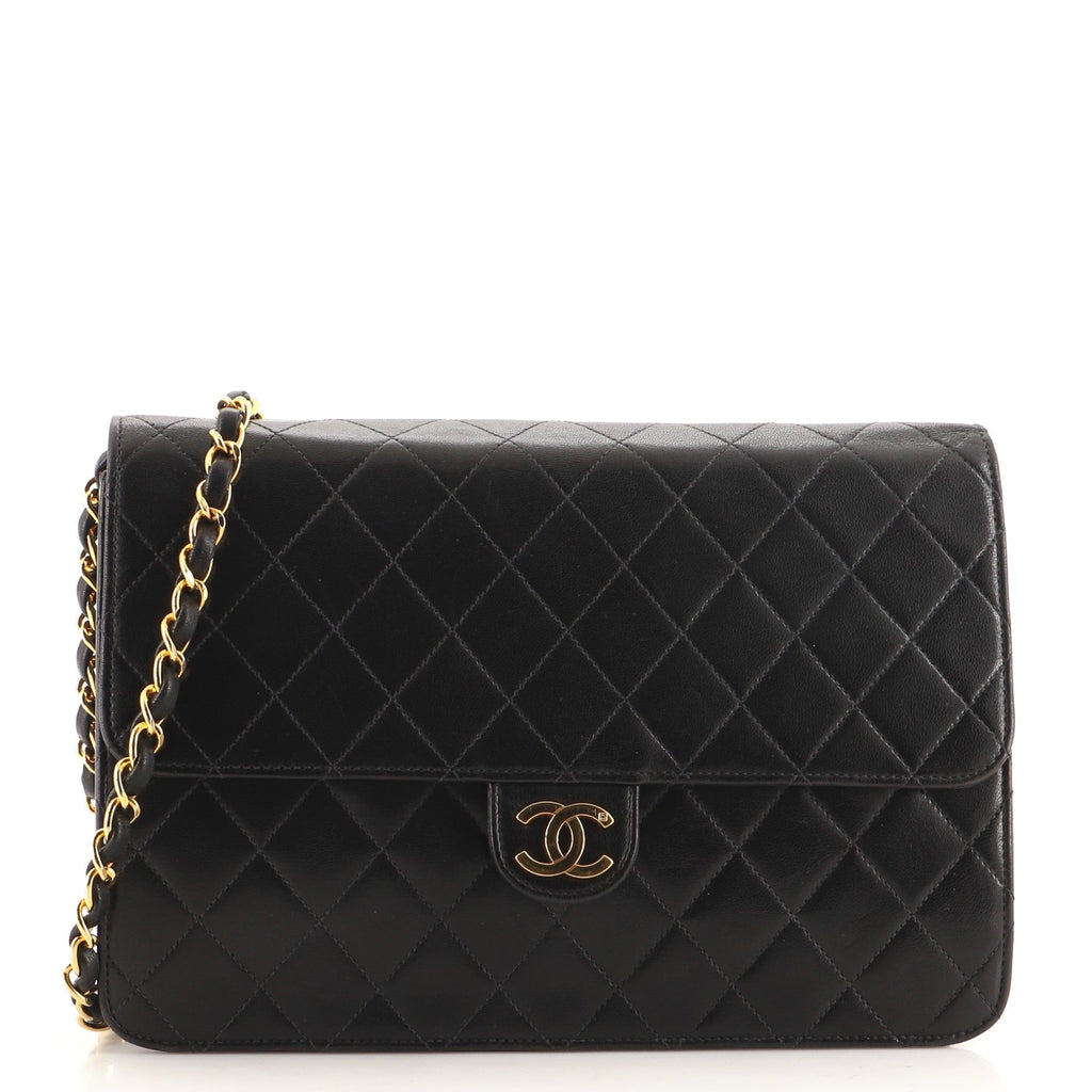 Vintage Clutch with Chain Quilted Leather Medium