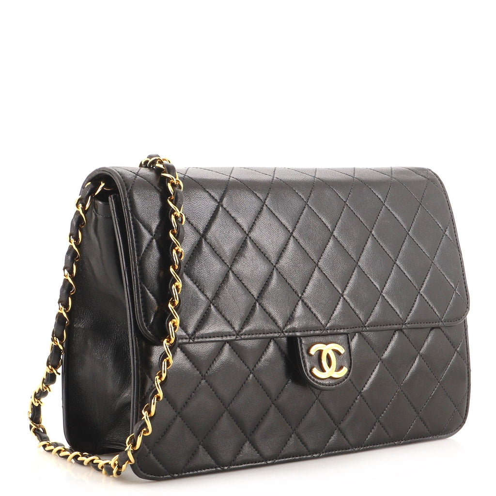 Vintage Clutch with Chain Quilted Leather Medium