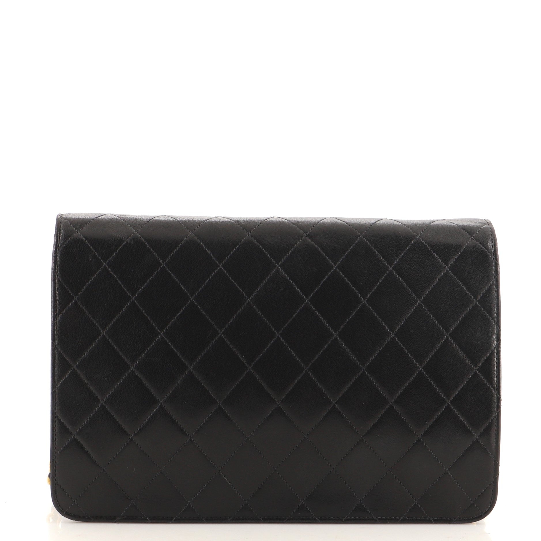 Vintage Clutch with Chain Quilted Leather Medium