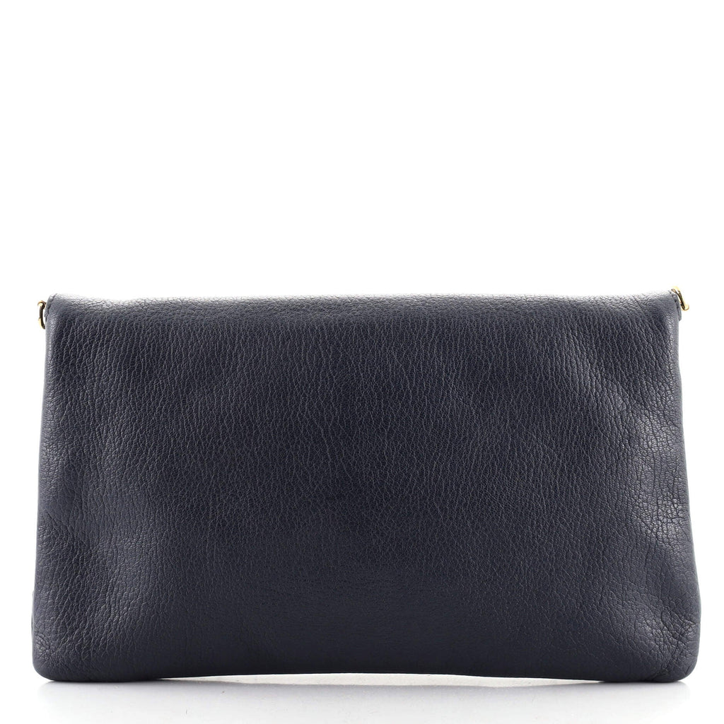 Classic Metallic Edge Envelope Strap Clutch Leather