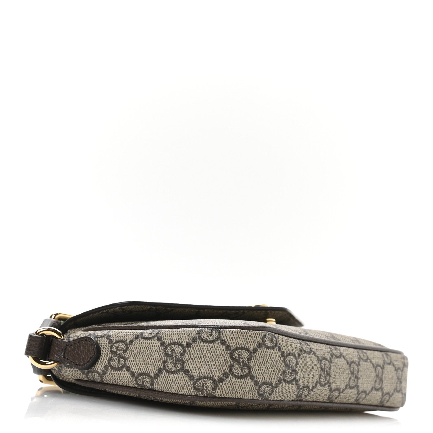 GG Supreme Monogram Textured Dollar Calfskin Web Mini Ophidia Envelope Shoulder Bag Beige Ebony New Acero