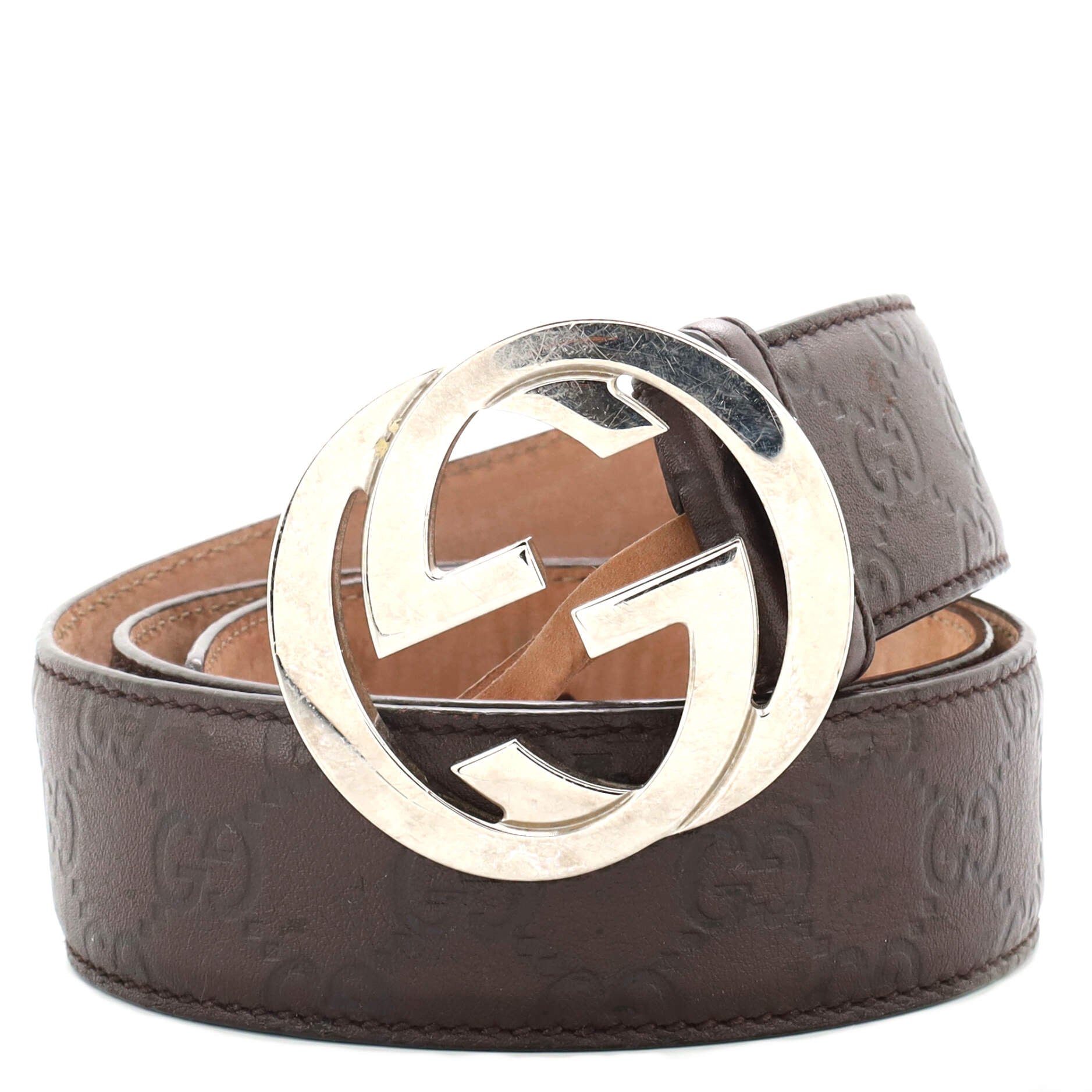 Interlocking G Belt Guccissima Leather Wide 90