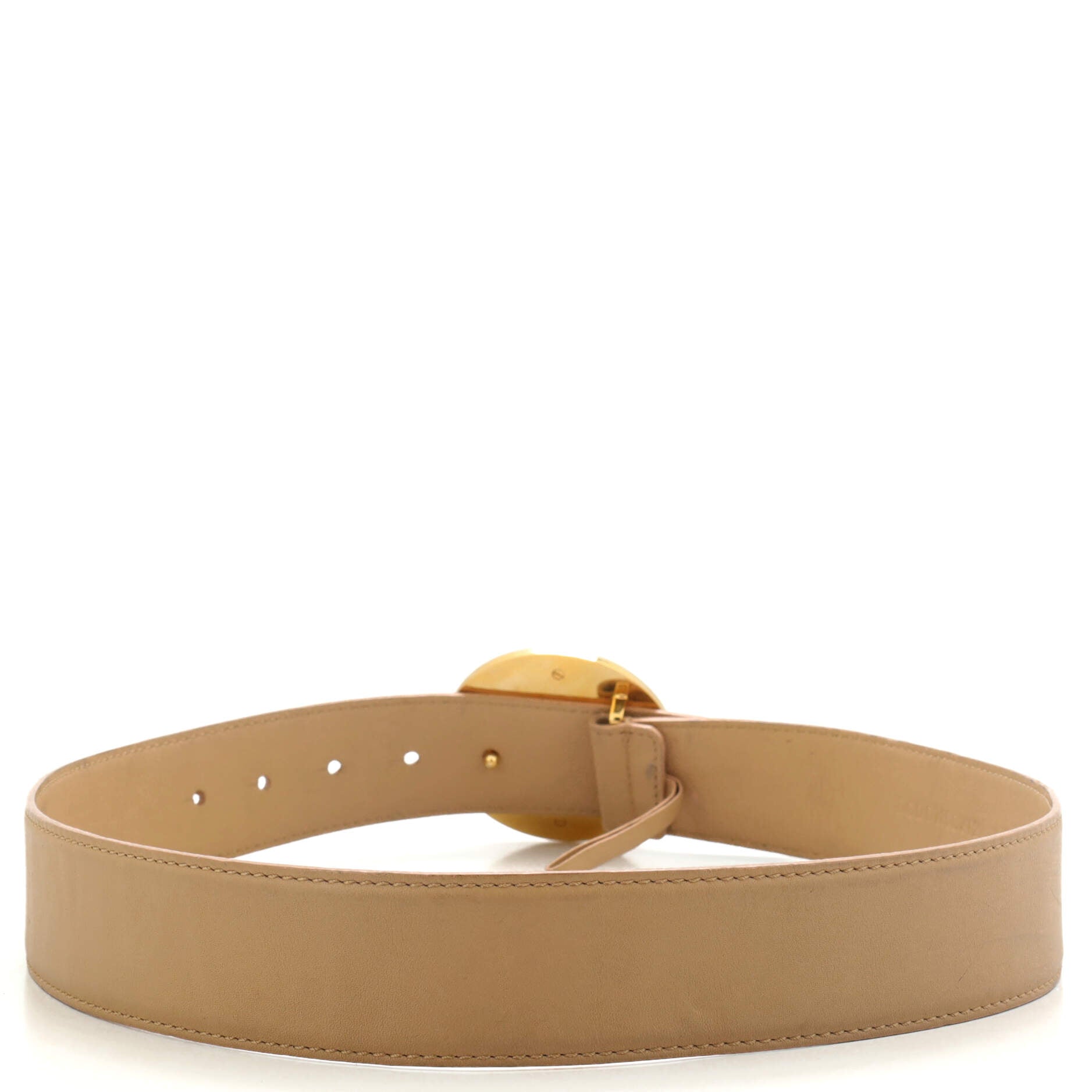 Medusa Round Buckle Belt Leather Wide 80