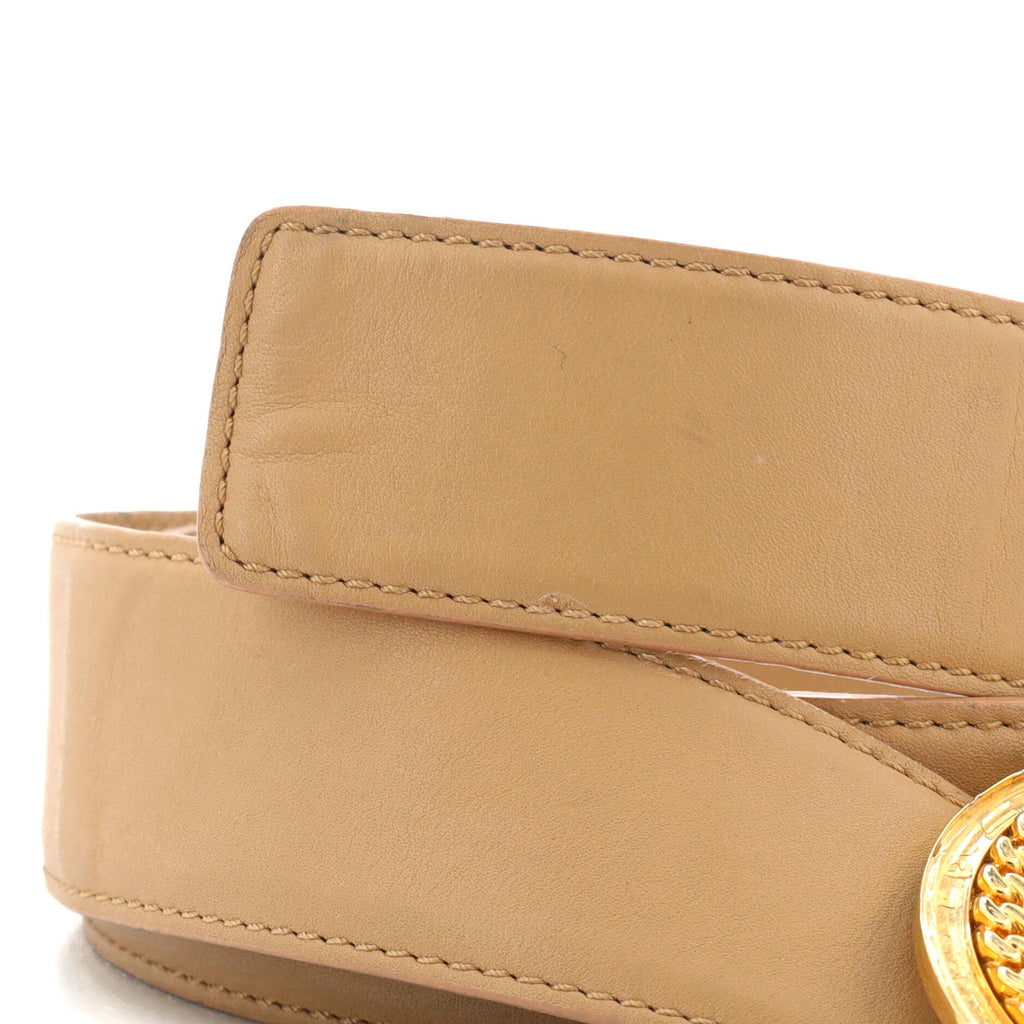 Medusa Round Buckle Belt Leather Wide 80