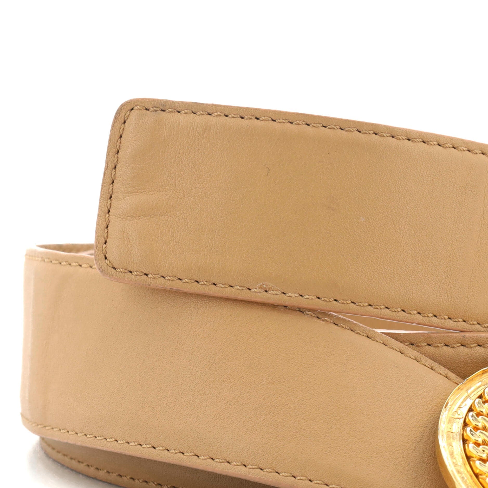 Medusa Round Buckle Belt Leather Wide 80