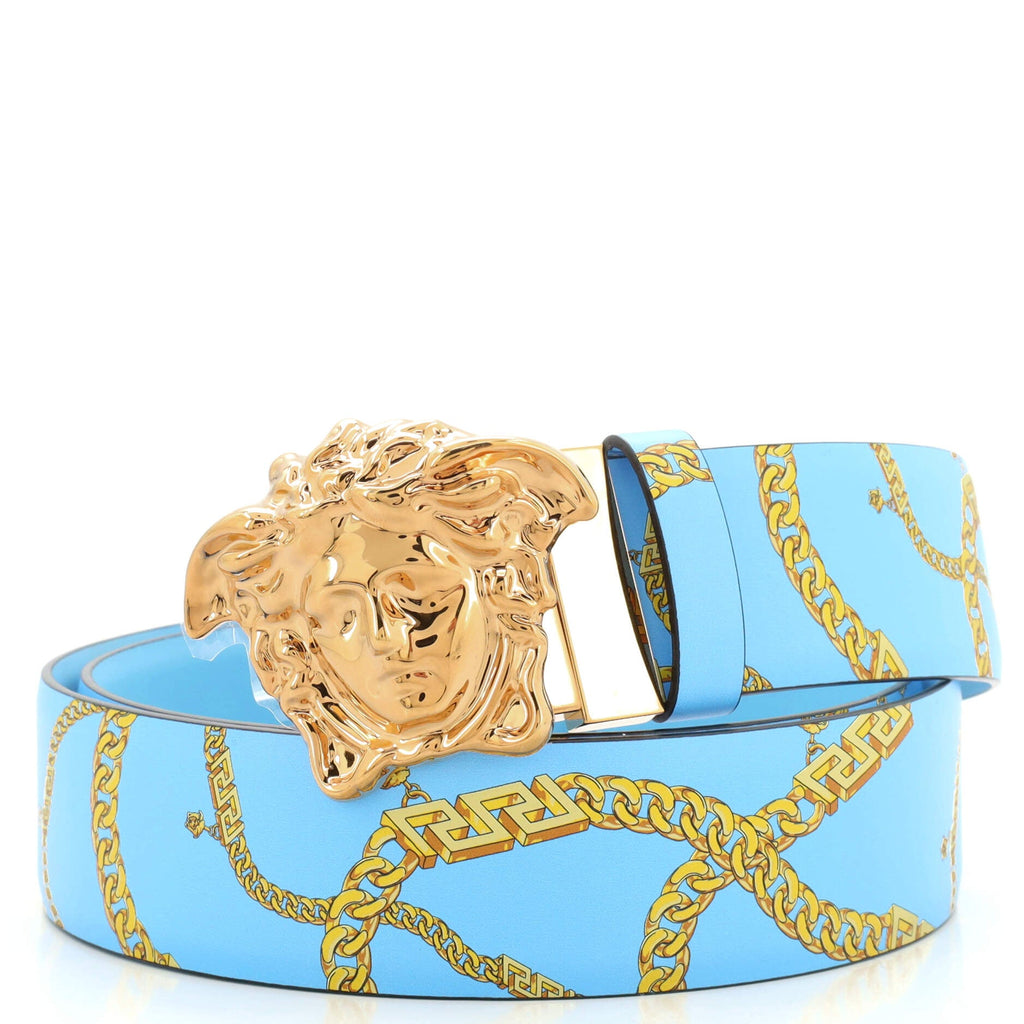 Medusa Buckle Belt Printed Leather Wide 105