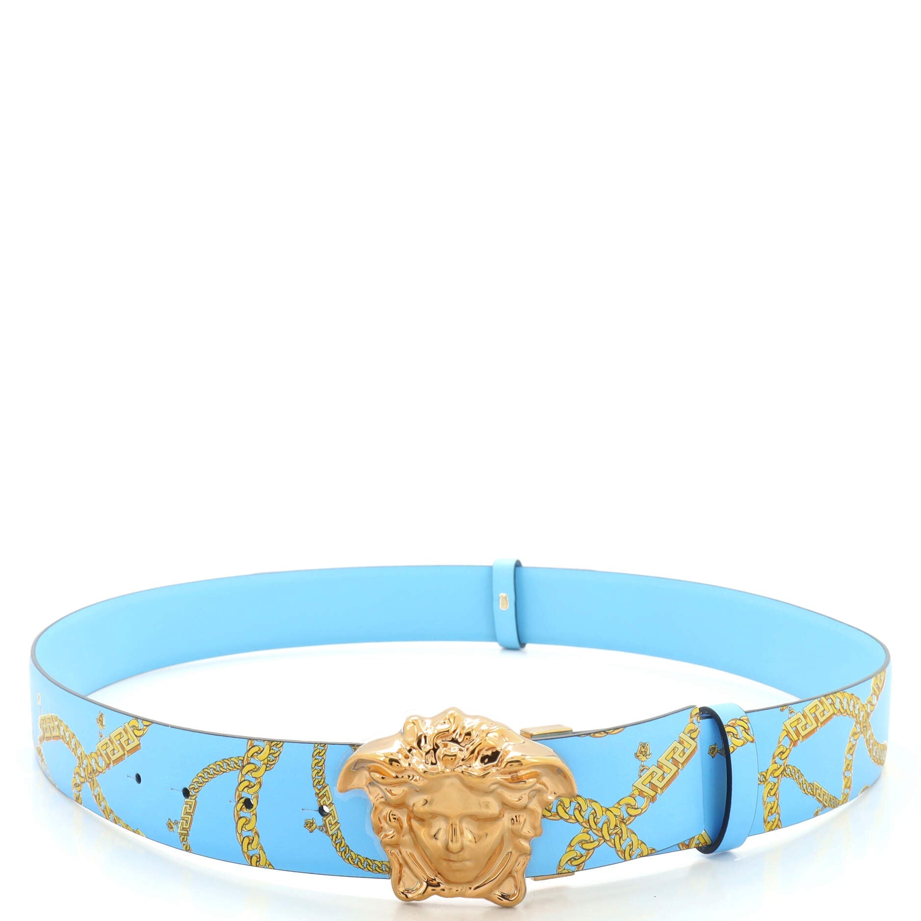 Medusa Buckle Belt Printed Leather Wide 105