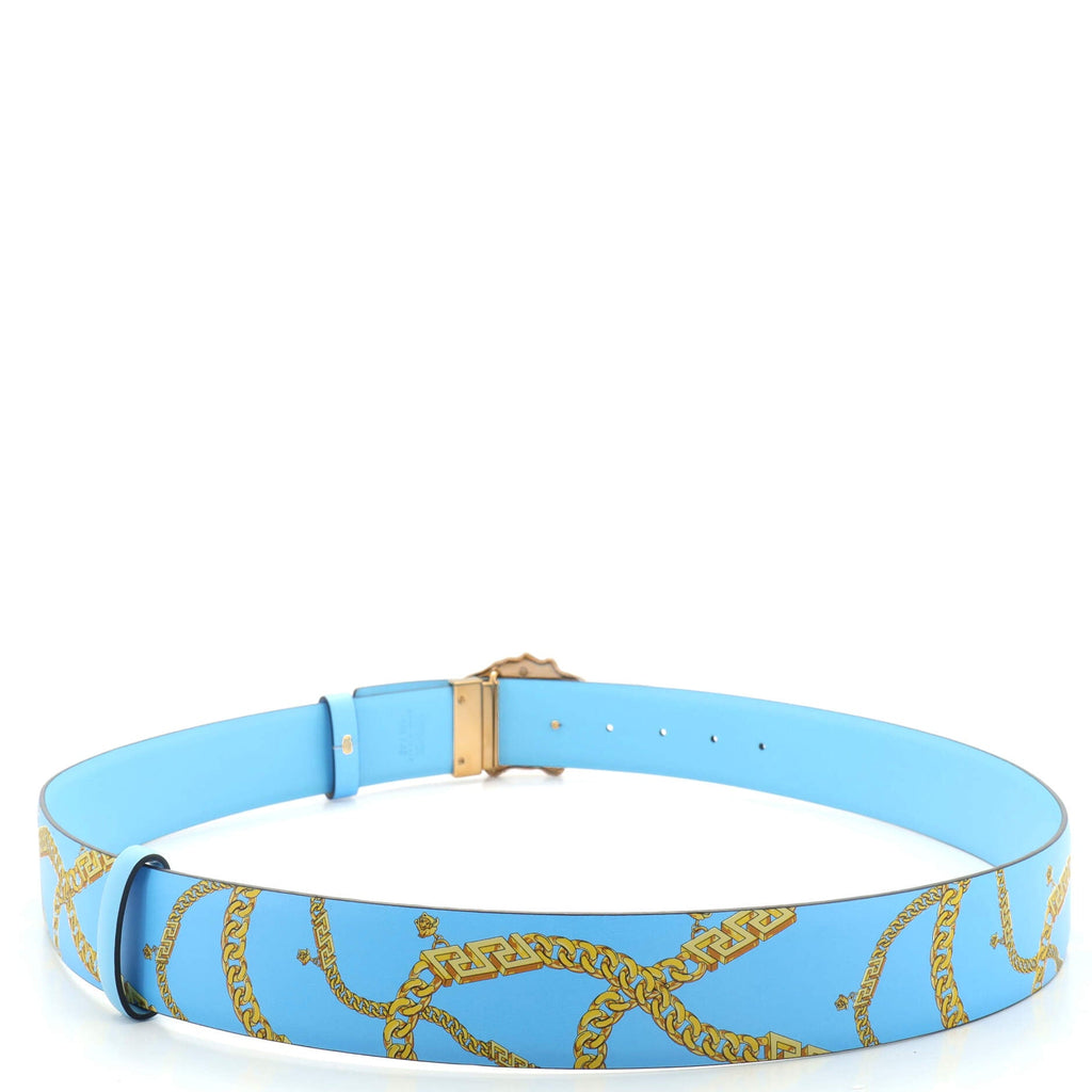 Medusa Buckle Belt Printed Leather Wide 105