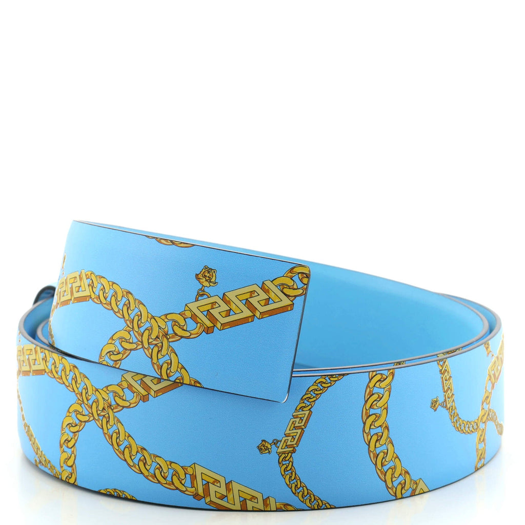 Medusa Buckle Belt Printed Leather Wide 105