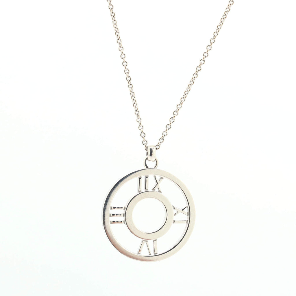 Atlas Circle Pendant Necklace 18K White Gold with Diamonds Large