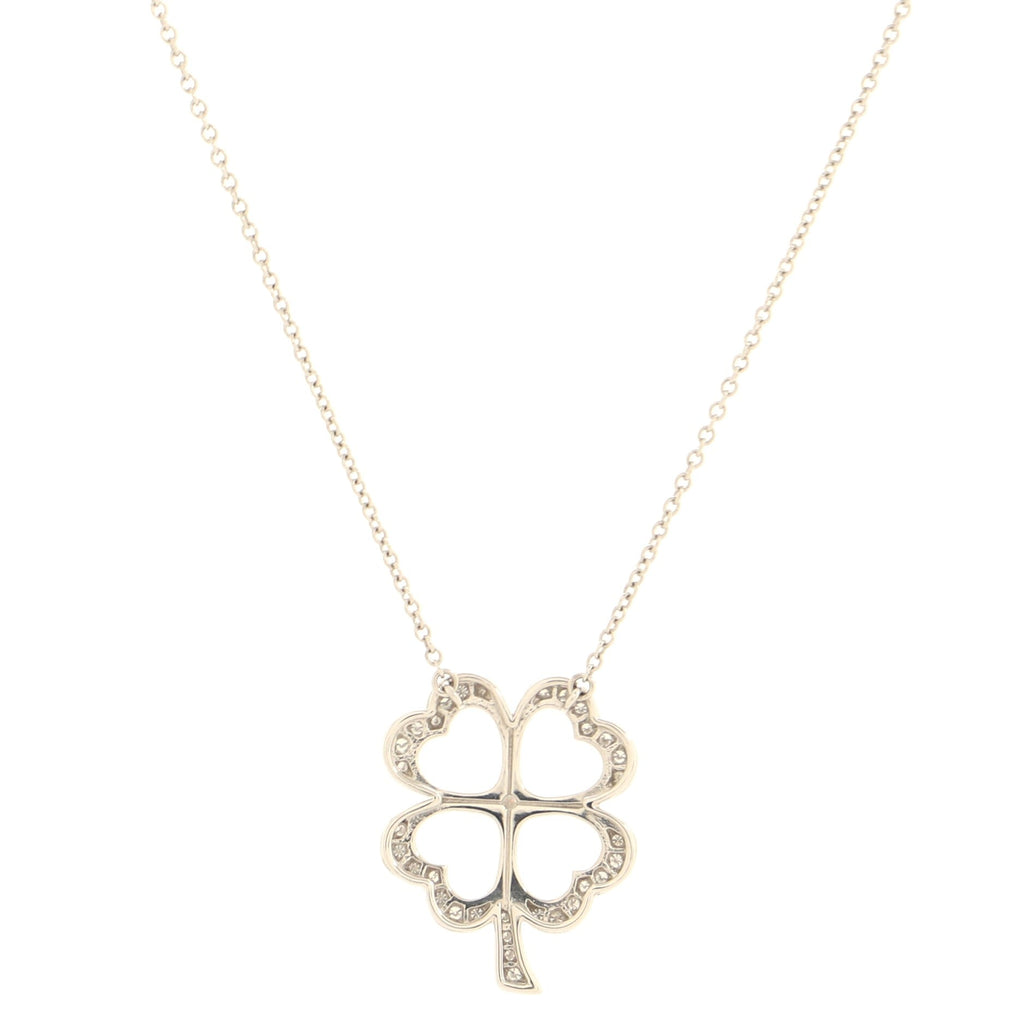 Four Leaf Clover Pendant Necklace Platinum with Diamonds