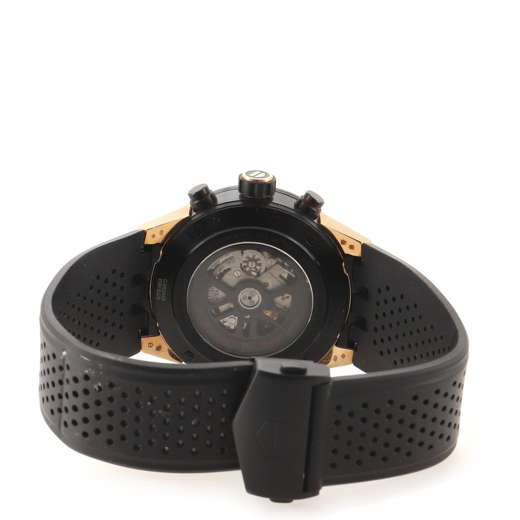 Carrera Calibre Heuer 01 Skeleton Chronograph Automatic Watch Titanium with PVD Rose Gold with Rubber 45