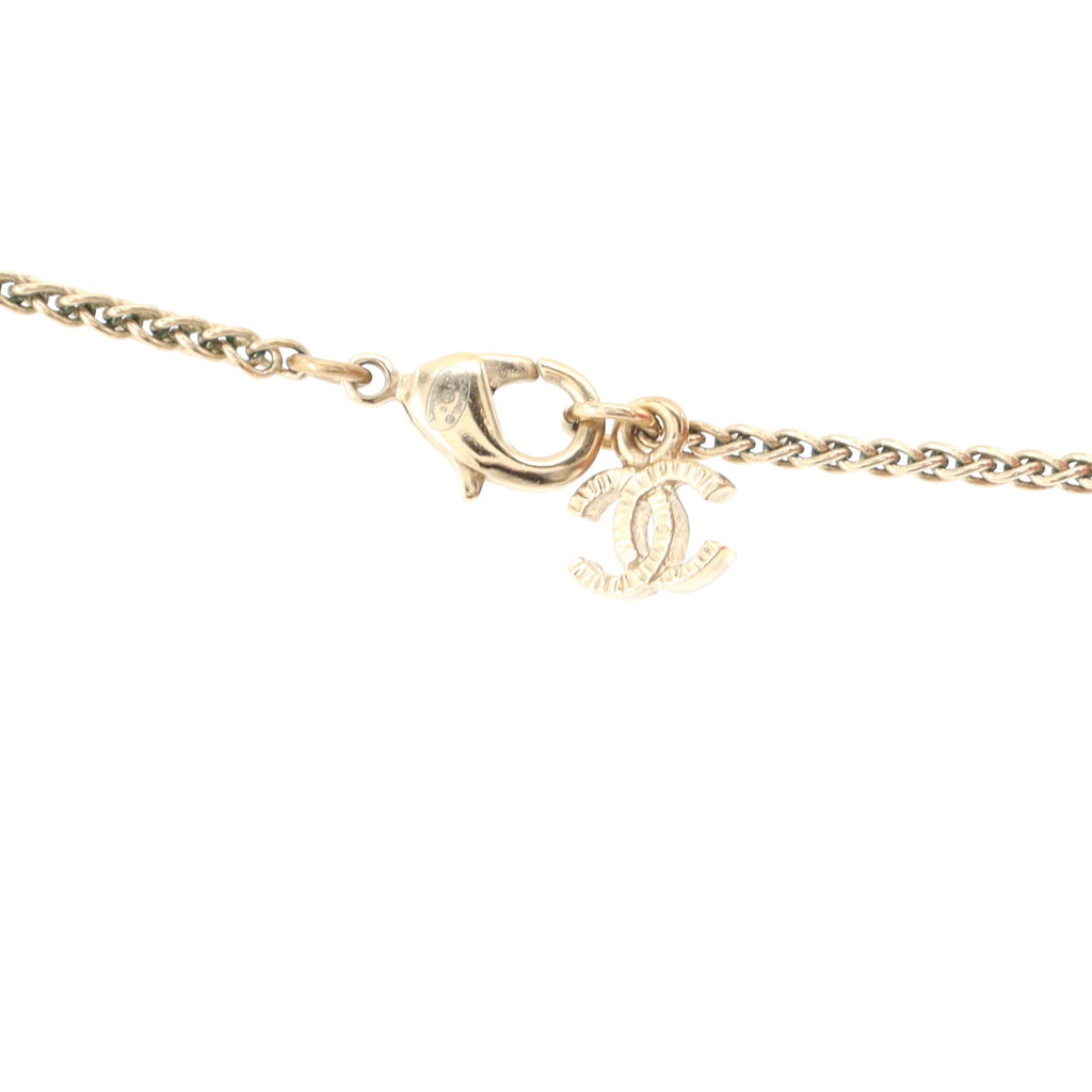 CC Pendant Long Necklace Metal with Faux Pearl