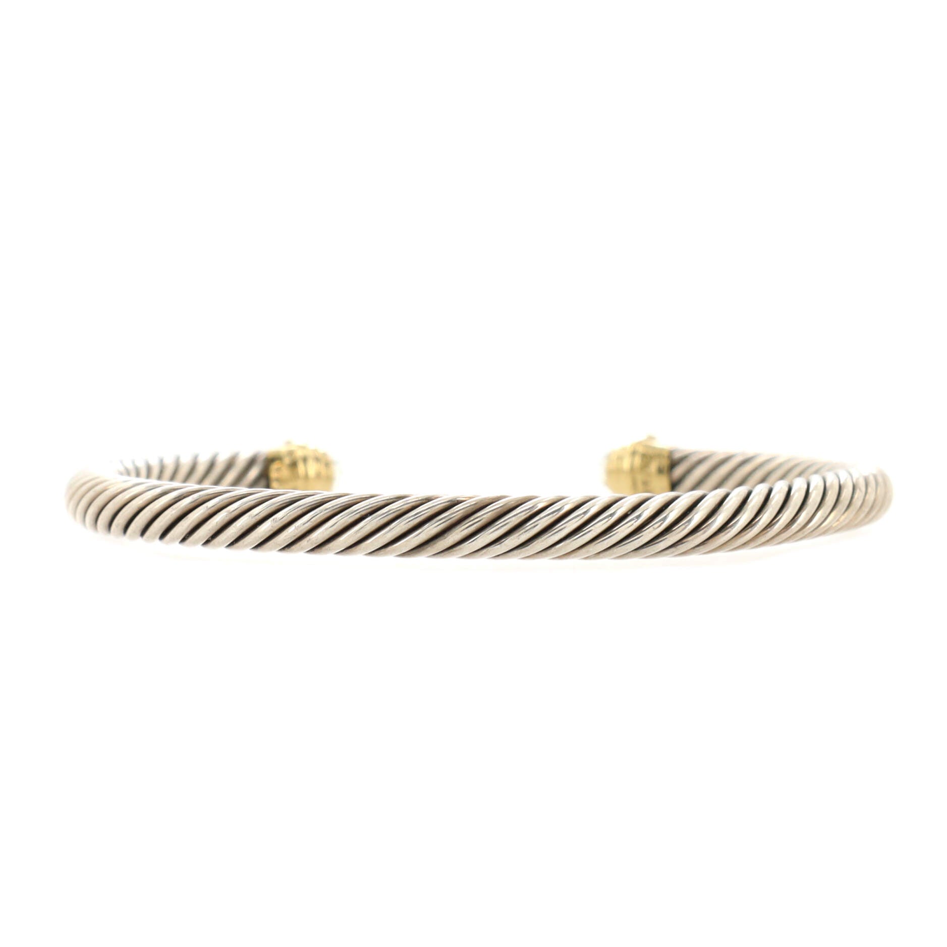 Cable Classic Bracelet Sterling Silver with 14k Yellow Gold and Prasiolite 5mm