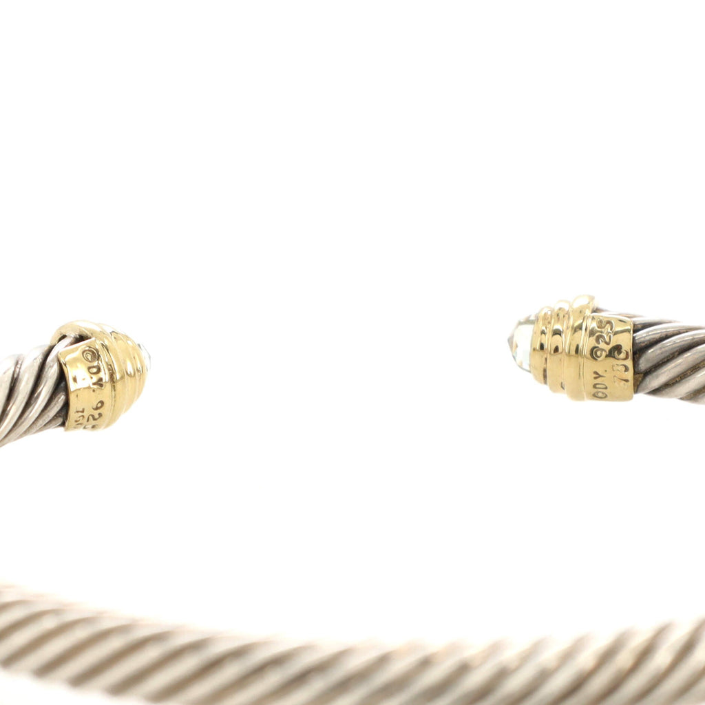 Cable Classic Bracelet Sterling Silver with 14k Yellow Gold and Prasiolite 5mm