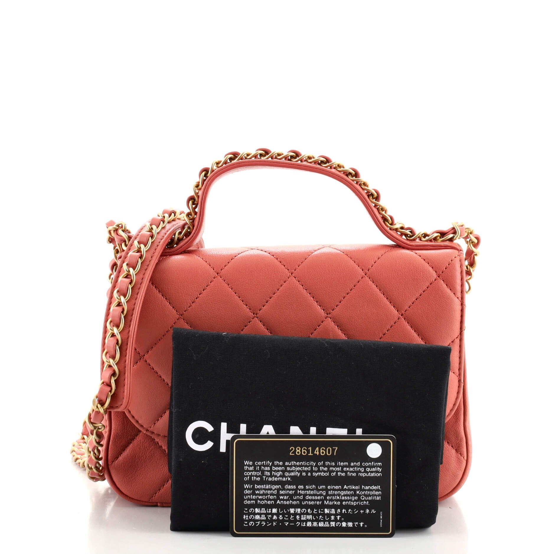 Chain Infinity Top Handle Bag Quilted Lambskin Mini