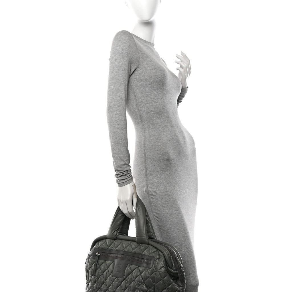 Nylon Quilted Coco Cocoon Bowler Grey