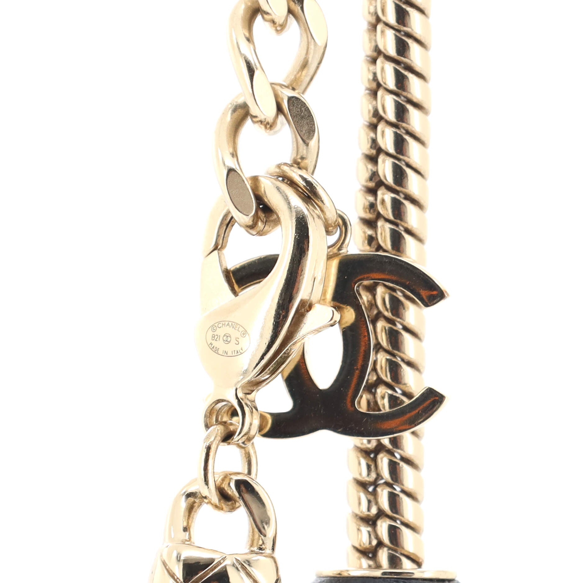 CC Turnlock Choker Necklace Metal and Leather