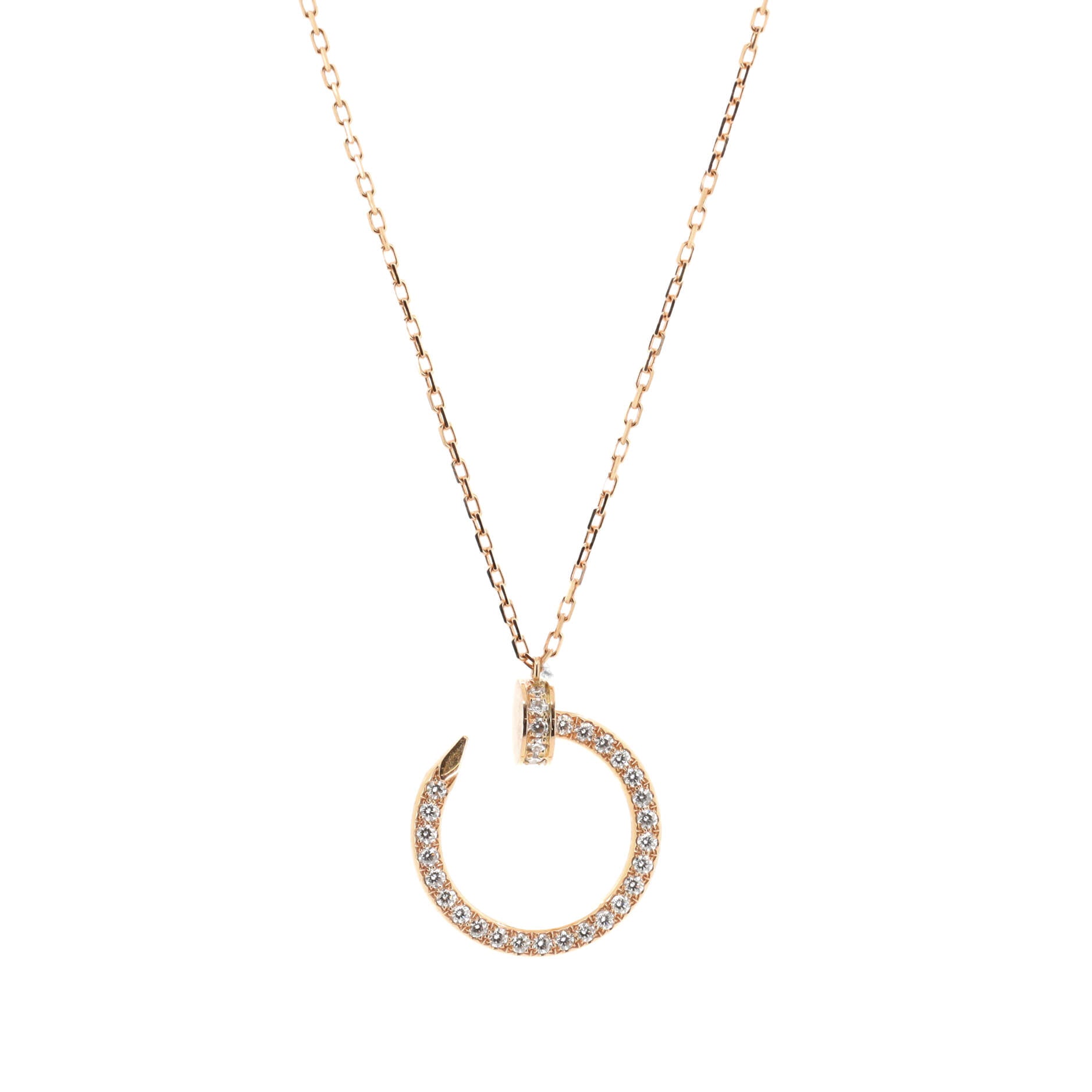 Juste Un Clou Pendant Necklace 18K Rose Gold and Pave Diamonds