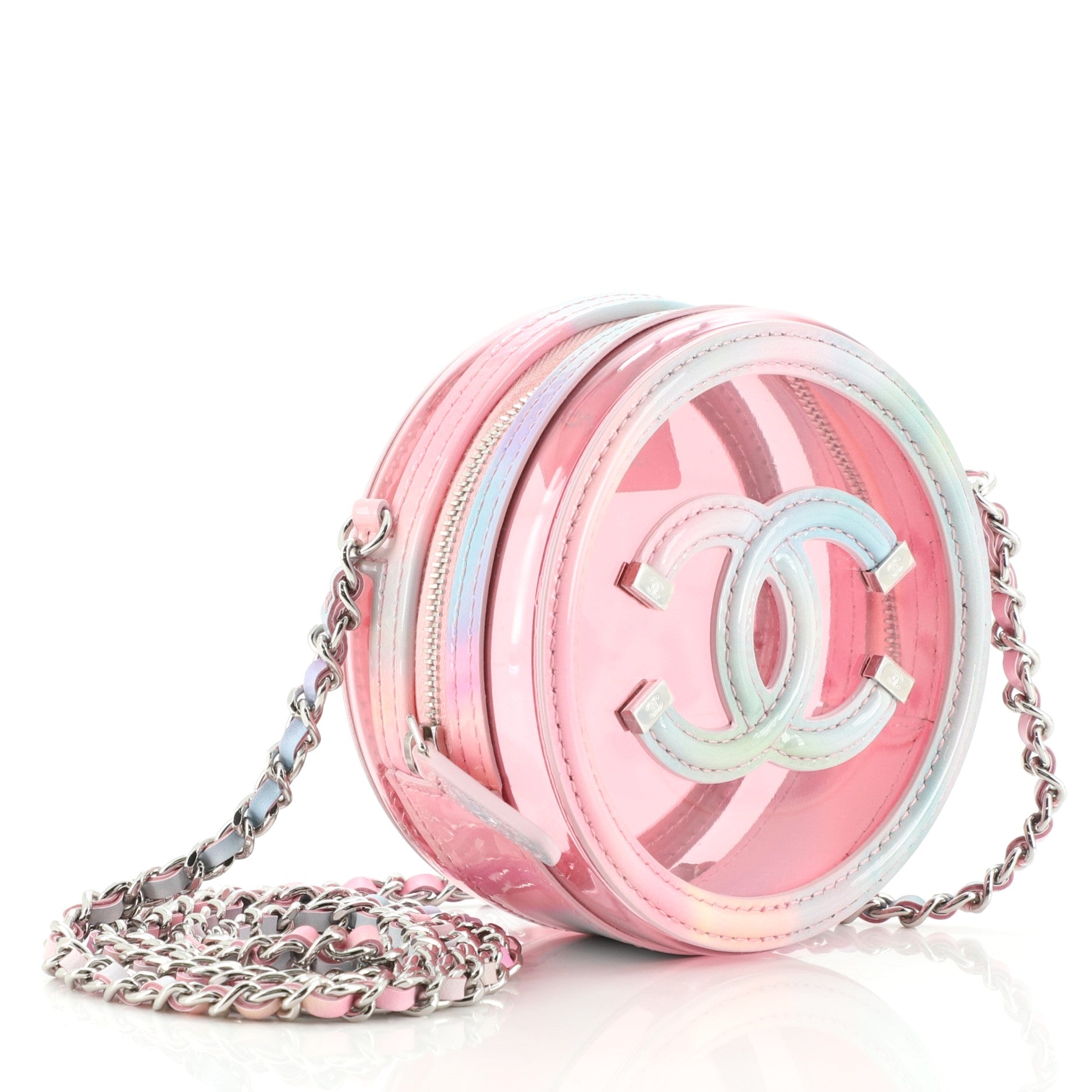 Filigree Round Clutch with Chain PVC with Lambskin Mini
