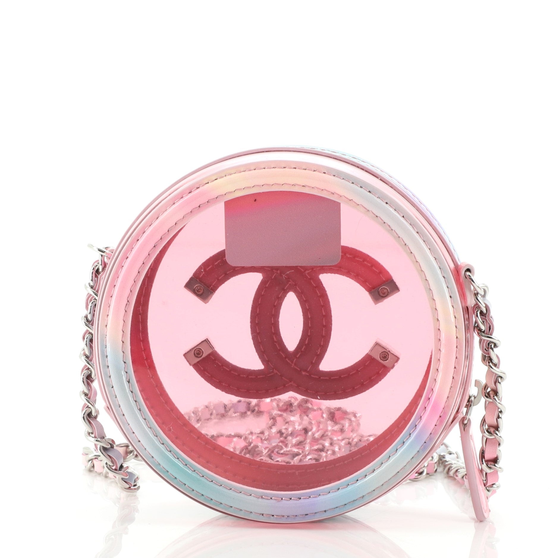 Filigree Round Clutch with Chain PVC with Lambskin Mini