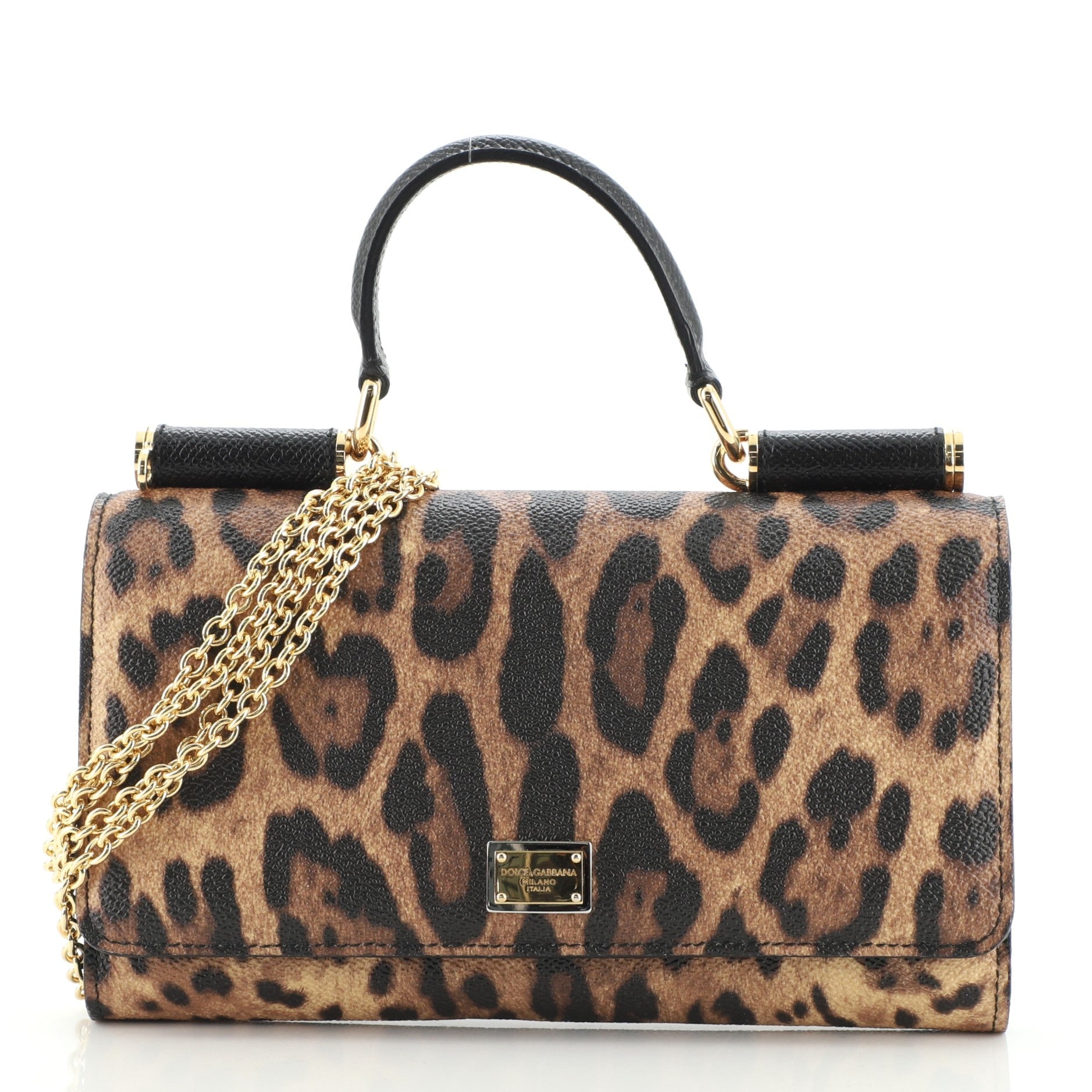 Sicily Wallet on Chain Printed Leather Mini