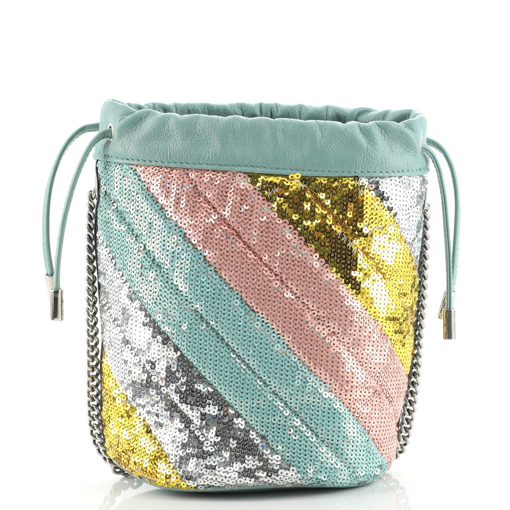 GG Marmont Bucket Bag Diagonal Quilted Sequins Mini