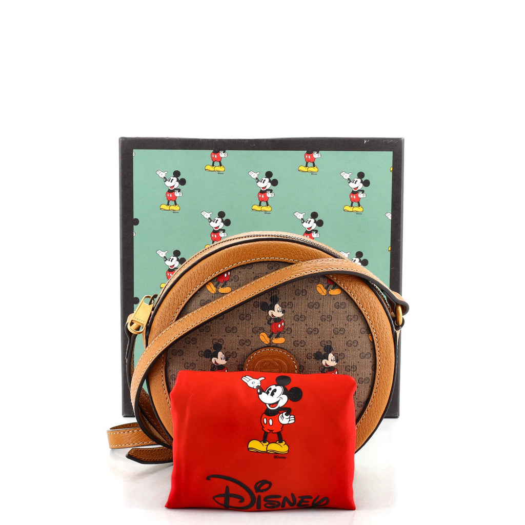 Disney Mickey Mouse Round Shoulder Bag Printed Mini GG Coated Canvas