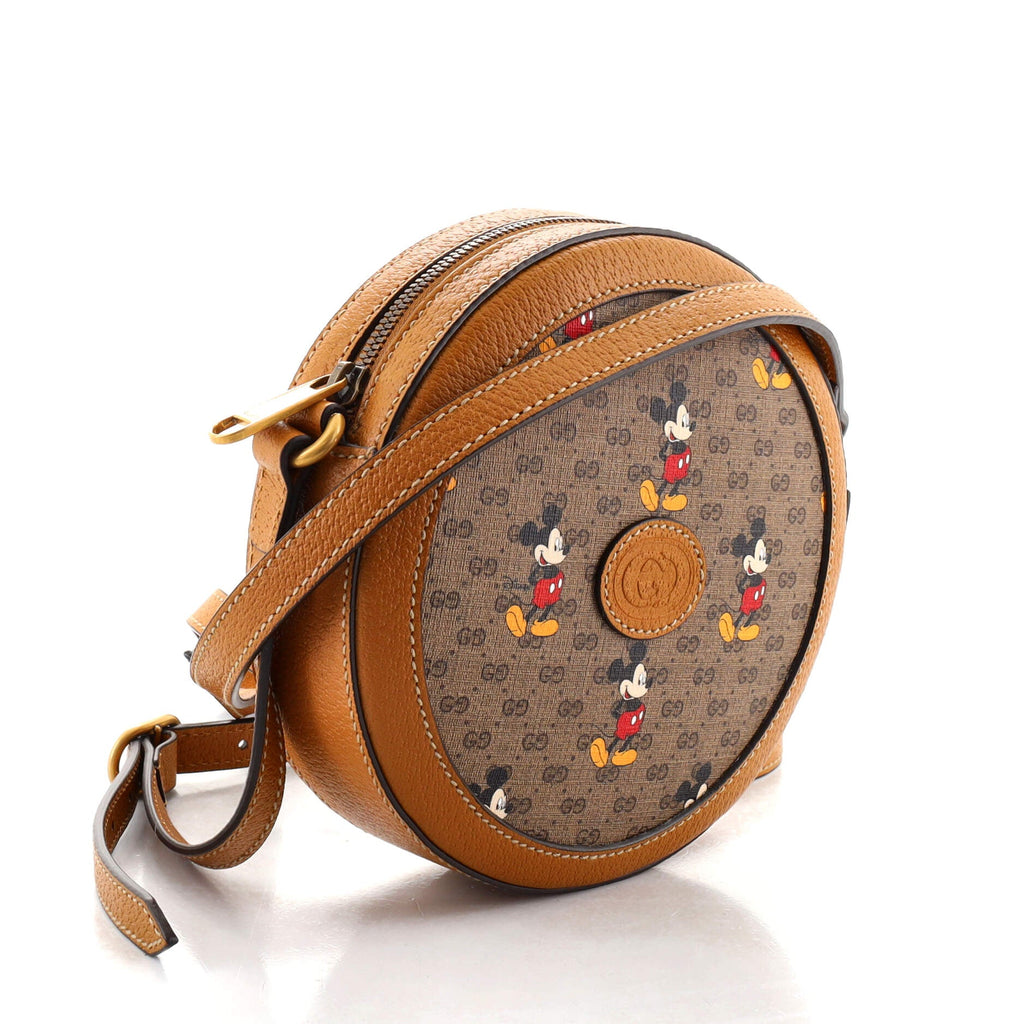 Disney Mickey Mouse Round Shoulder Bag Printed Mini GG Coated Canvas