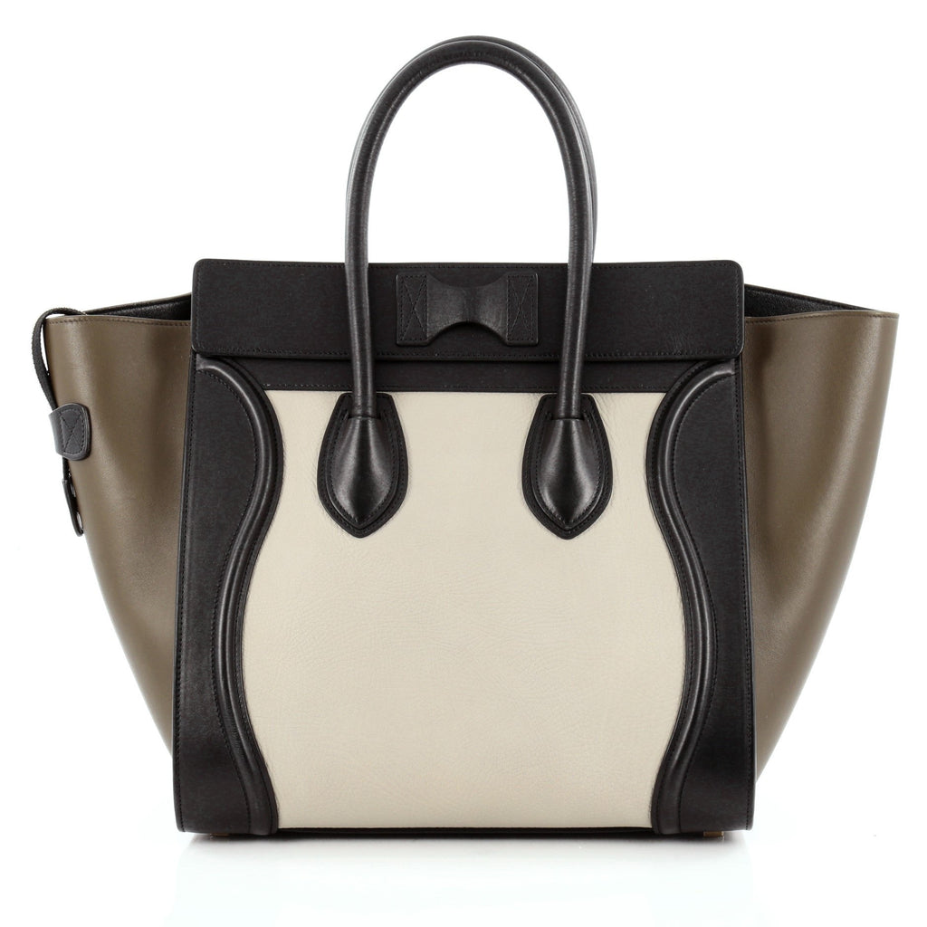 Tricolor Luggage Handbag Leather Mini