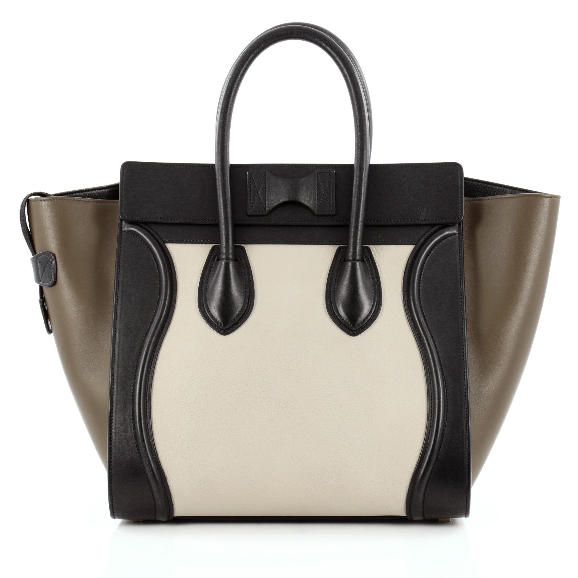 Tricolor Luggage Handbag Leather Mini