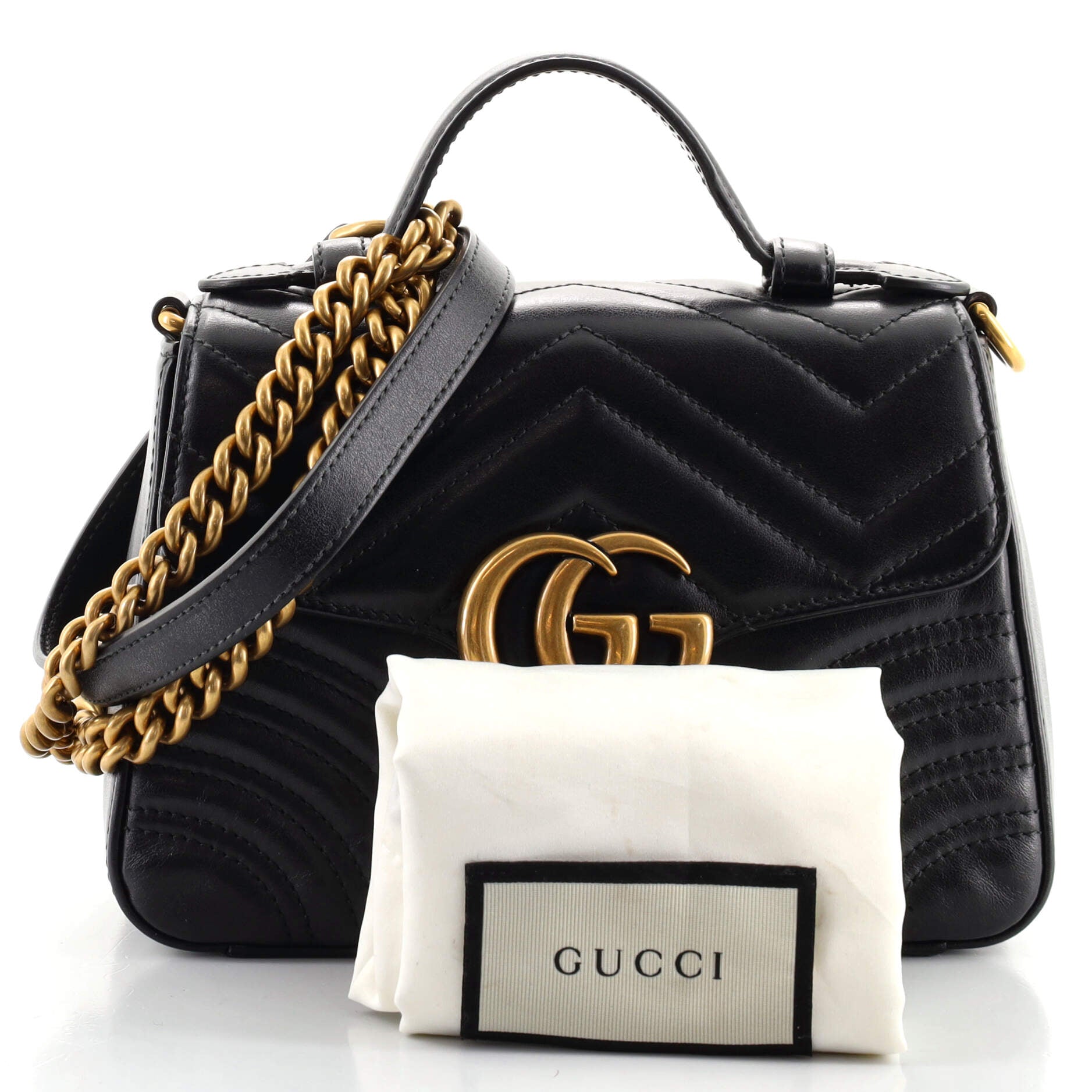 GG Marmont Top Handle Flap Bag Matelasse Leather Mini