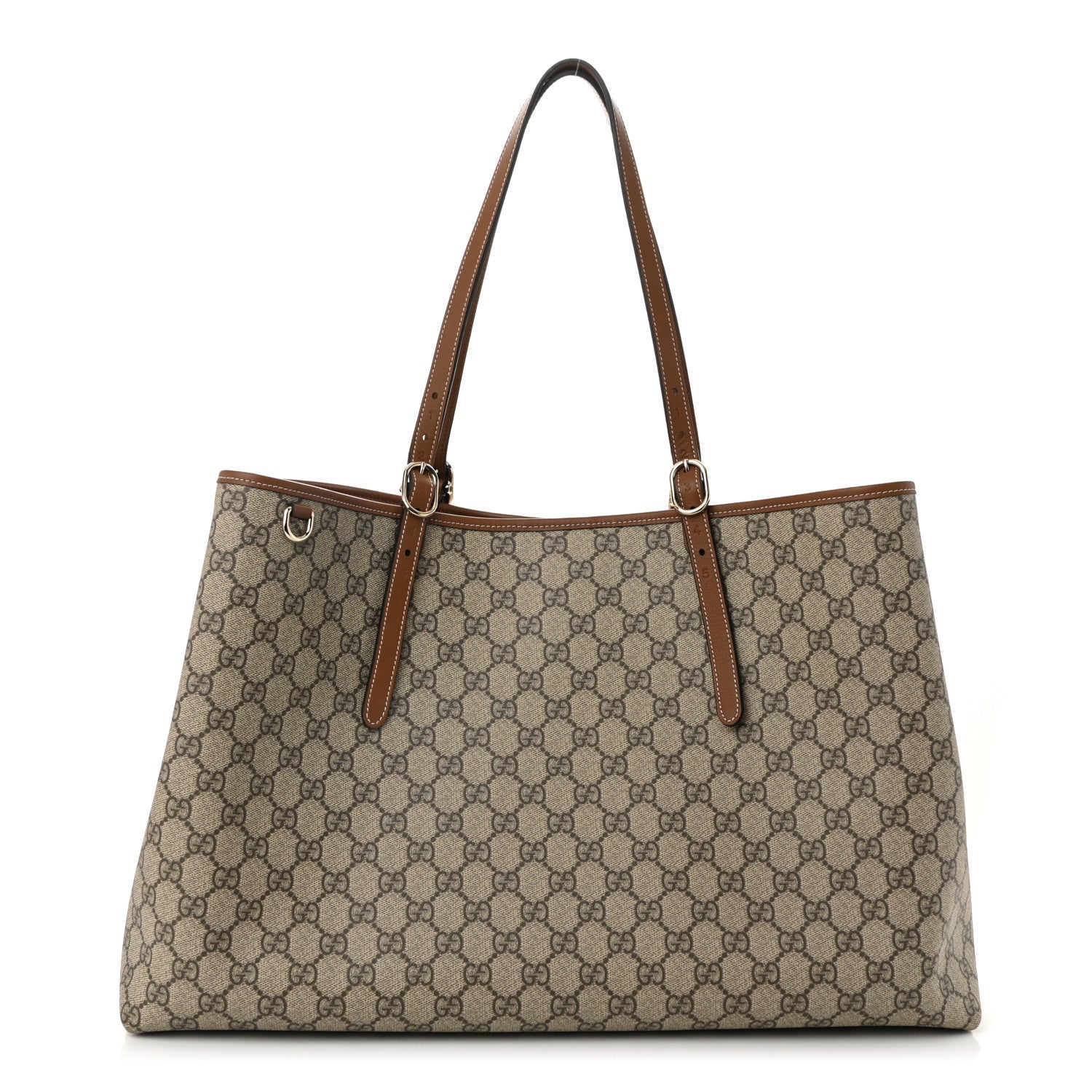 GG Supreme Monogram Emblem Maxi Tote Bag Beige Dark Brown