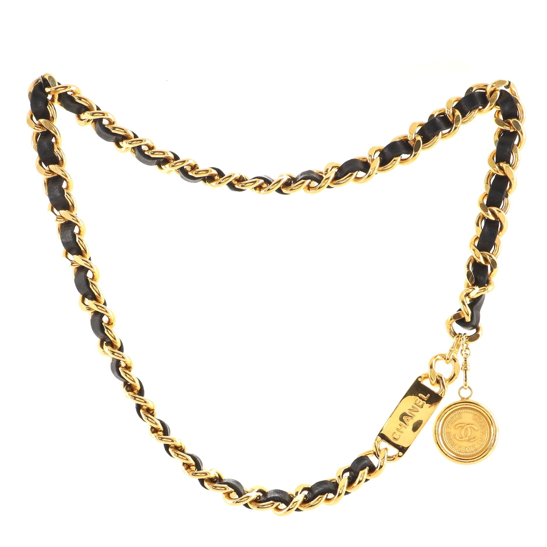 Vintage Logo Chain Belt Metal and Leather 0