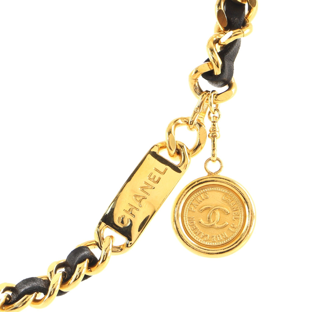 Vintage Logo Chain Belt Metal and Leather 0