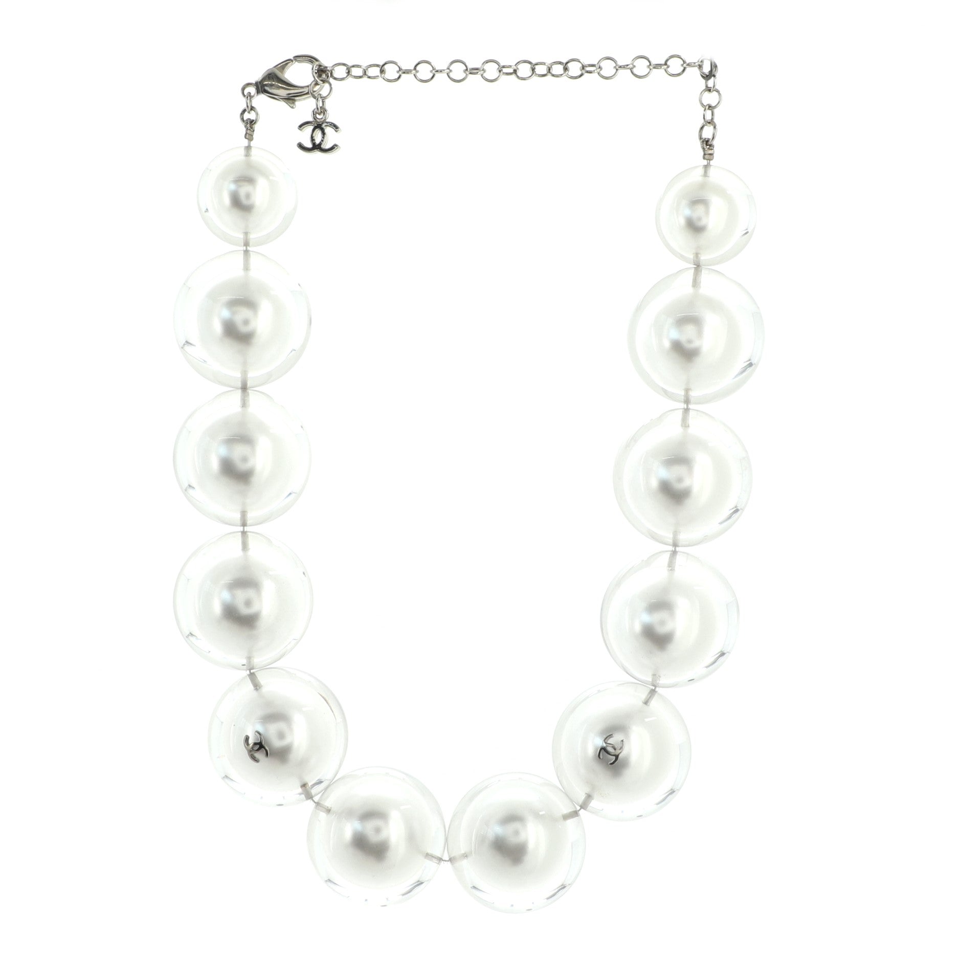 CC Necklace Acrylic and Faux Pearls Short
