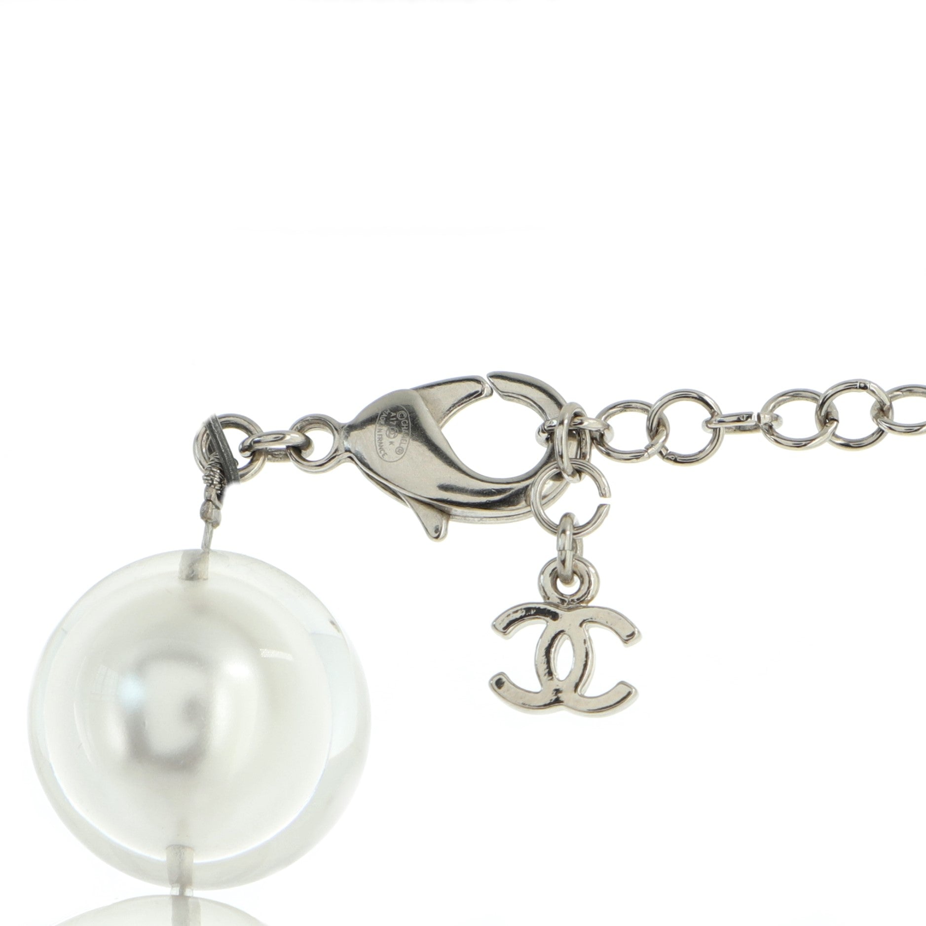 CC Necklace Acrylic and Faux Pearls Short