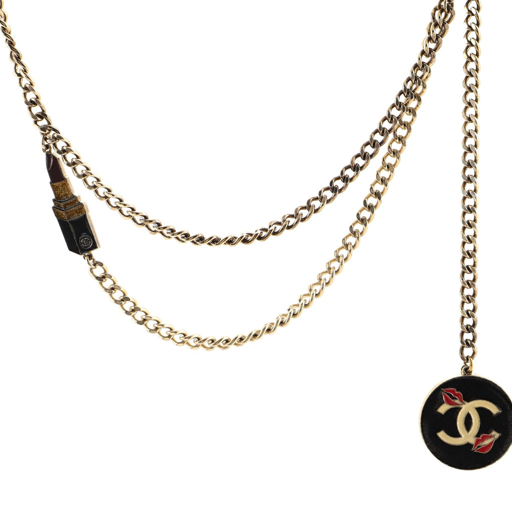 CC Lipstick and Charm Chain Belt Metal and Resin 95