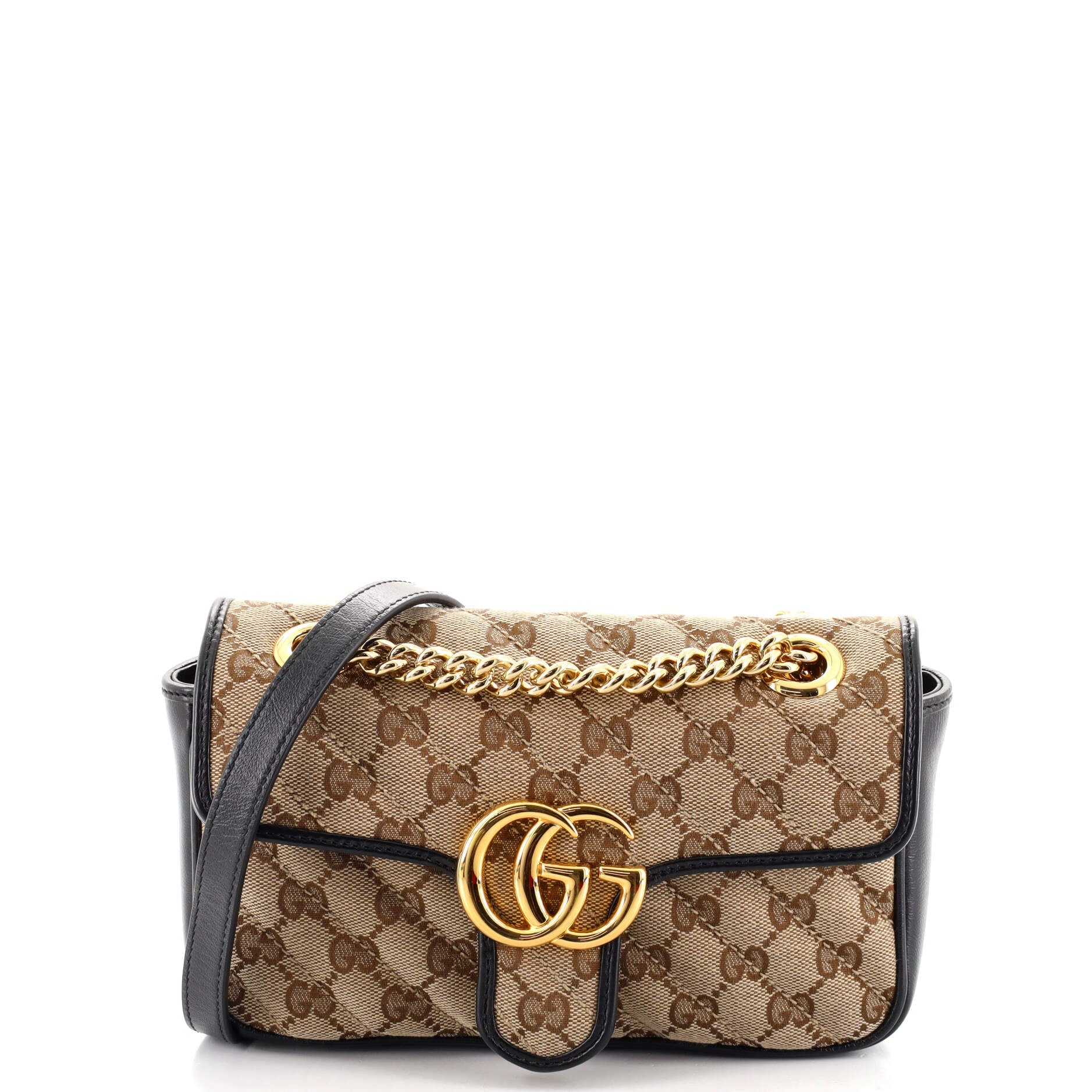 GG Marmont Flap Bag Diagonal Quilted GG Canvas Mini