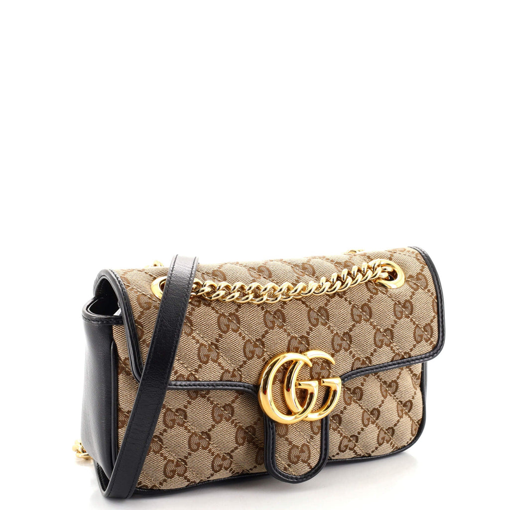 GG Marmont Flap Bag Diagonal Quilted GG Canvas Mini