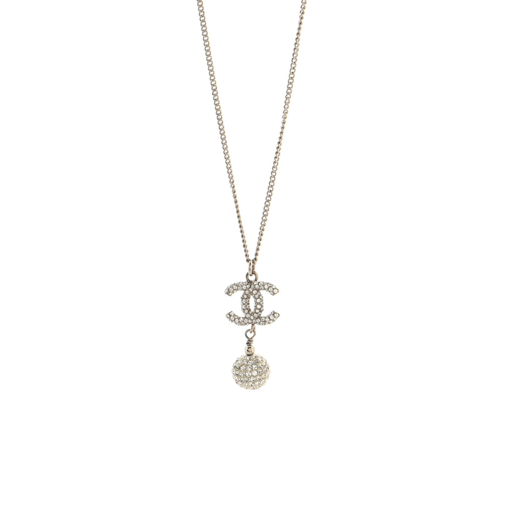 CC Drop Pendant Necklace Metal with Crystals