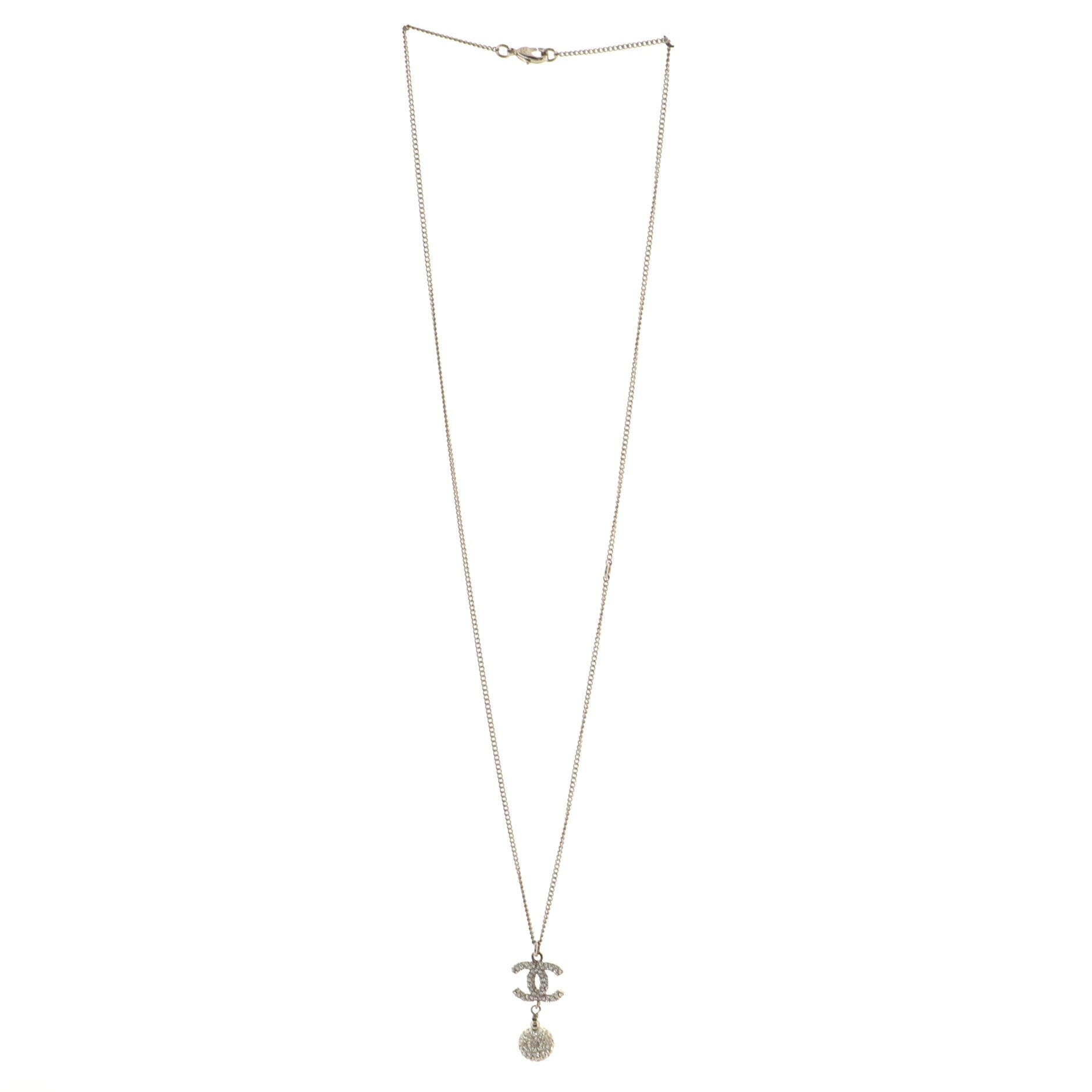CC Drop Pendant Necklace Metal with Crystals