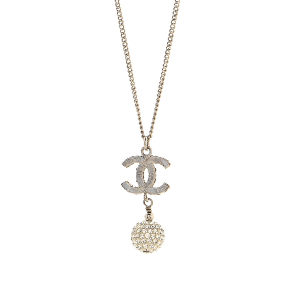 CC Drop Pendant Necklace Metal with Crystals