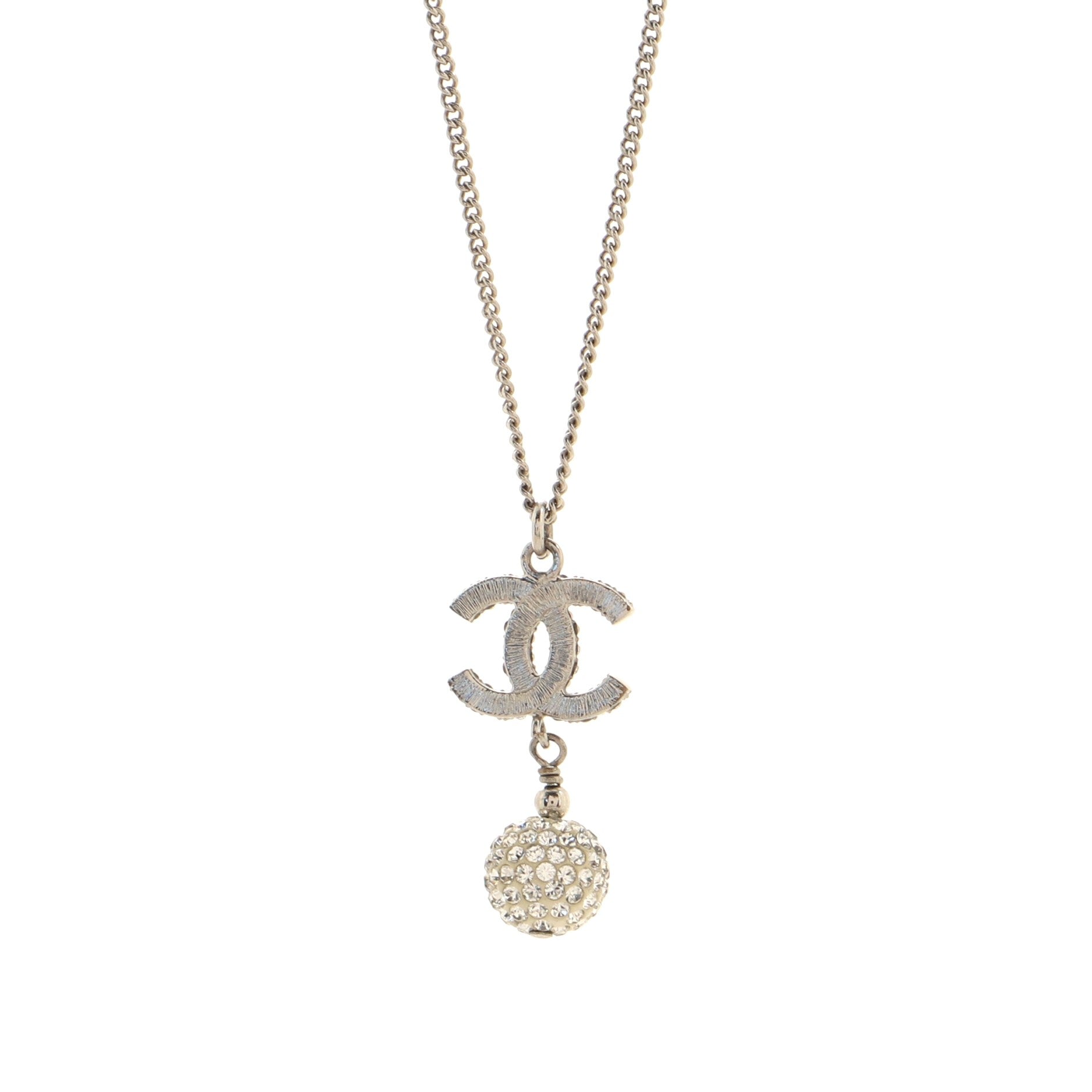 CC Drop Pendant Necklace Metal with Crystals