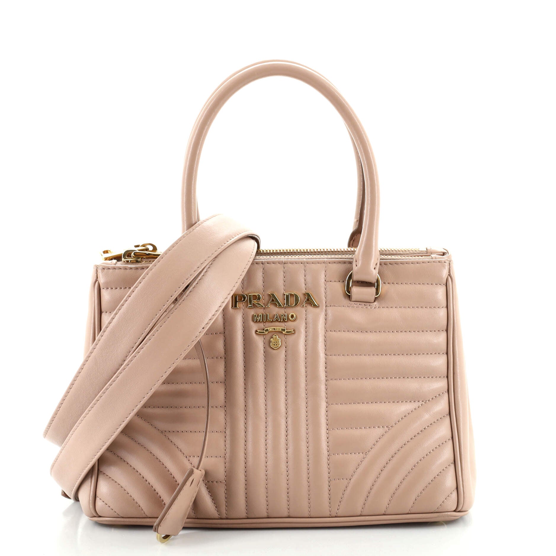Double Zip Tote Diagramme Quilted Leather Mini