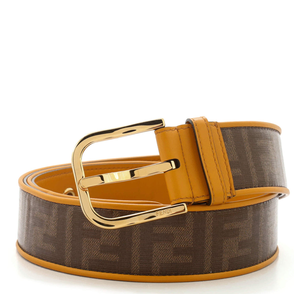 FF Belt Zucca Coated Canvas and Leather Wide 90