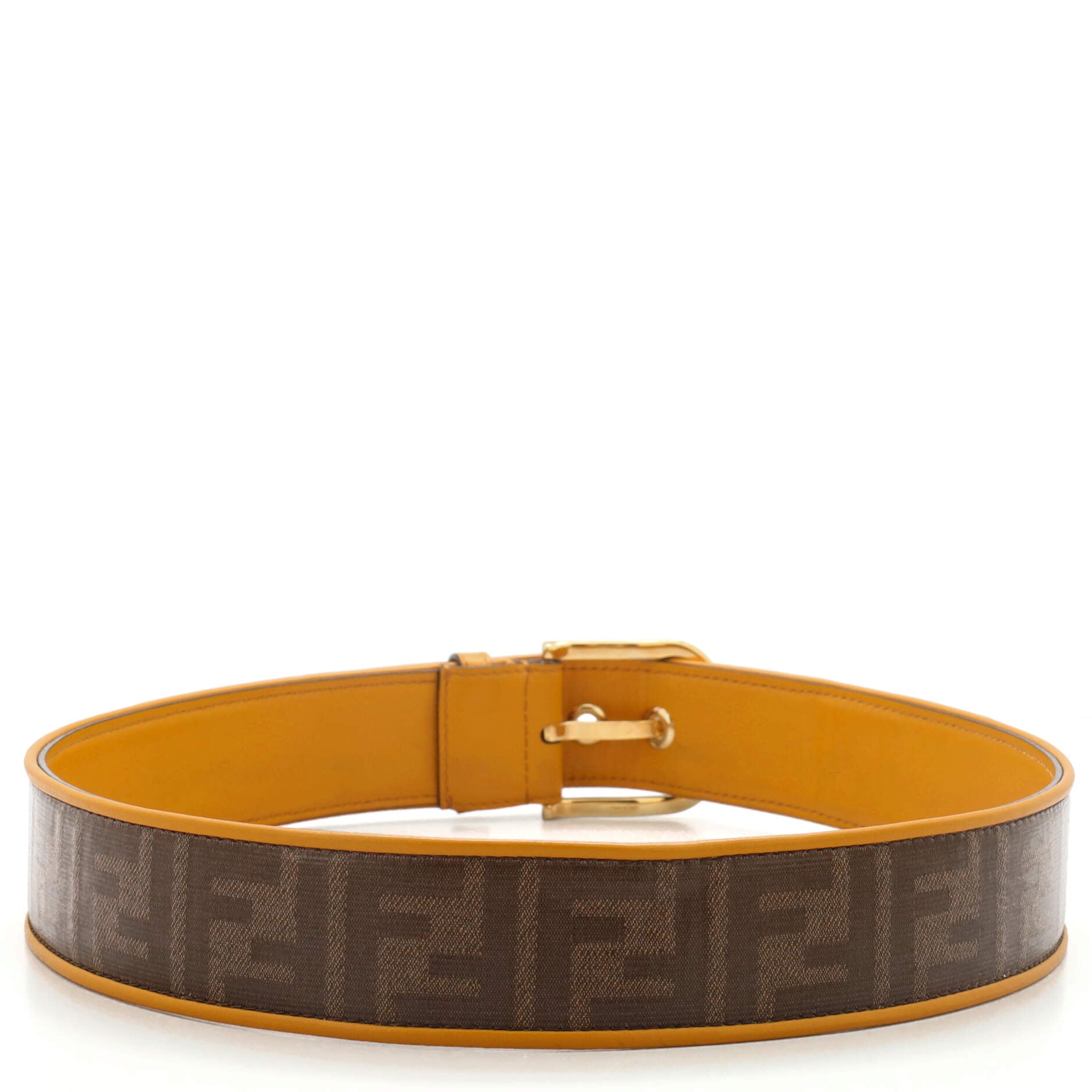 FF Belt Zucca Coated Canvas and Leather Wide 90
