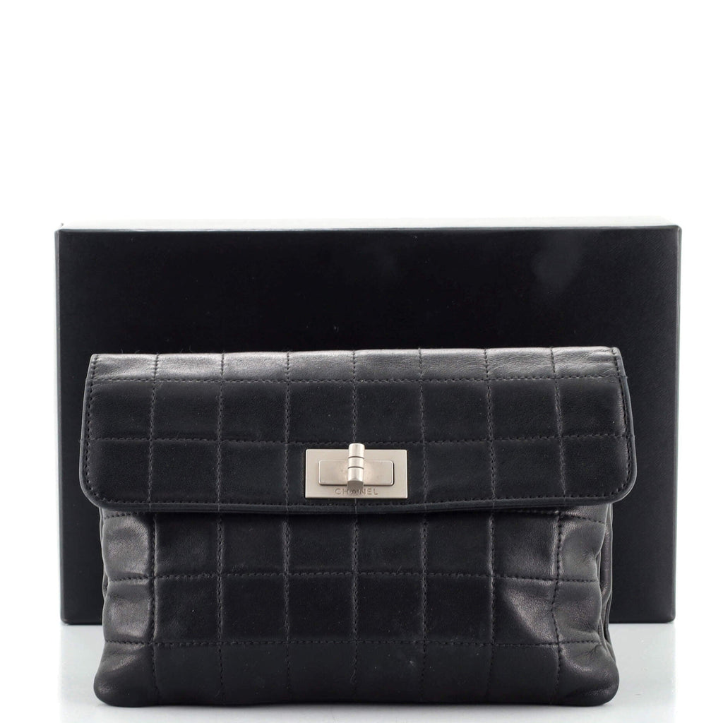 Mademoiselle Chocolate Bar Clutch Quilted Lambskin Small