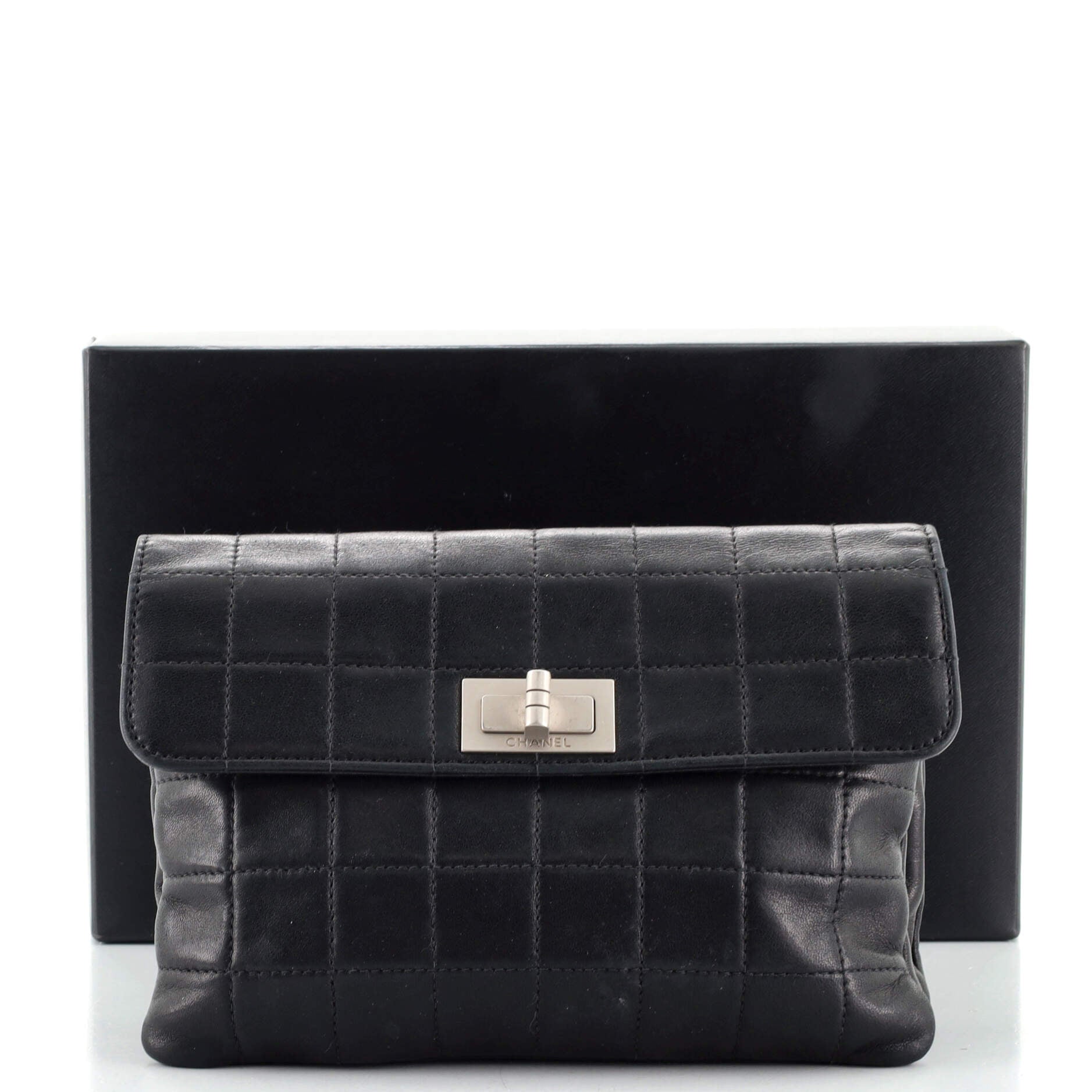 Mademoiselle Chocolate Bar Clutch Quilted Lambskin Small