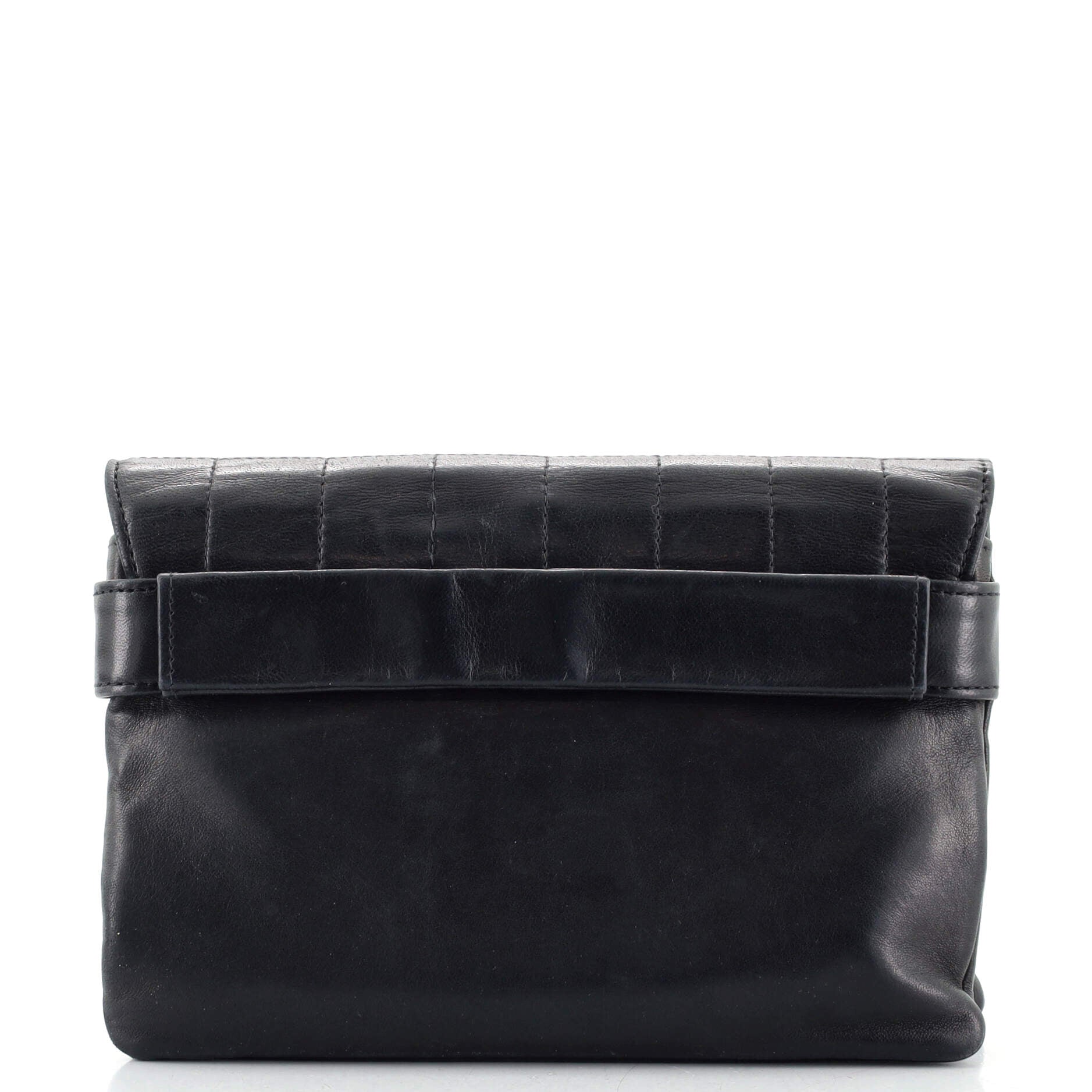 Mademoiselle Chocolate Bar Clutch Quilted Lambskin Small
